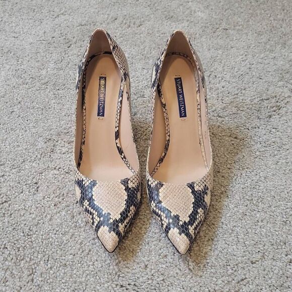 Stuart Weitzman Snake Leather Heels Pump Size 9.5 - Picture 2 of 8